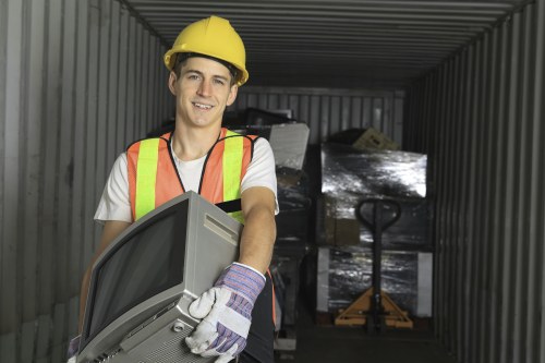 Professional team managing demolition waste removal
